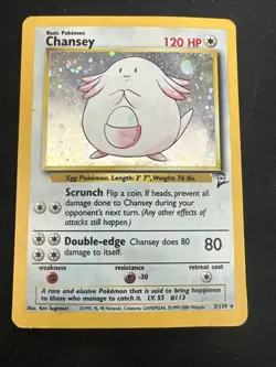 1999 Base Set 2 Vintage Pokemon 2 Card Lot: Chansey 3/130 & Hitmonchan 8/130 - Image 2