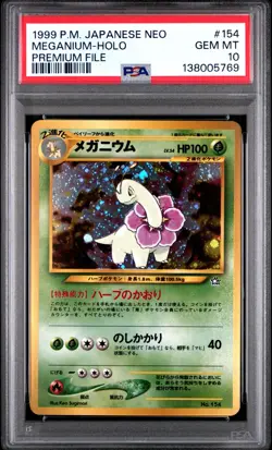 Pokemon Card Japanese Holo Meganium No. 154 PSA 10 GEM MINT Neo Premium File - Image 3