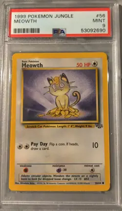 Meowth - 56/64 Jungle 1st Edition - PSA 9 Mint - Pokemon Card - Image 1
