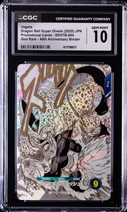 2025 DRAGON BALL SUPER DIVERS JPN PROMO CARDS #SDVTB-004 VEGETA CGC 10 GEM MINT - Image 1
