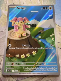 Pokemon TCG Audino Card 151/86 Illustration Rare, Near Mint, SV Black Bolt - Image 1