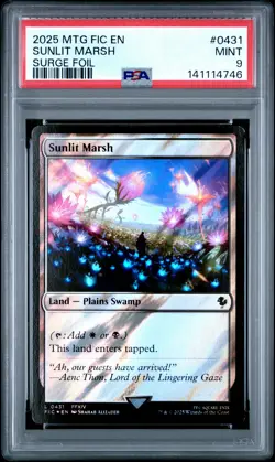 2025 MTG FINAL FANTASY COMMANDER SURGE FOIL #0431 SUNLIT MARSH PSA 9 - Image 1