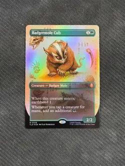 FOIL Borderless Badgermole Cub TLA 0326 Mythic MTG Avatar - Image 1
