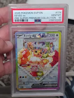 Pokemon Prismatic Evolutions Super-Premium Collection #174 Eevee EX, PSA 10 - Image 1