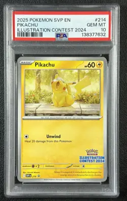PIKACHU PSA 10 2025 POKEMON SVP BSP EN #214 ILLUSTRATION CONTEST 2024 GEM 632 - Image 1