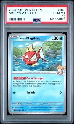 2025 POKEMON DRI EN-DESTINED RIVALS #048 MISTY'S MAGIKARP PSA 10 - Image 1