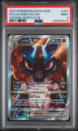2023 POKEMON SWSH CROWN ZENITH ELITE TRAINER BOX FULL ART/LUCARIO VSTAR PSA 9 - Image 1