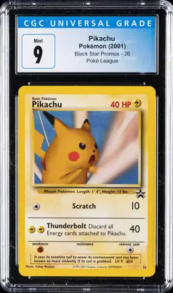 2001 POKEMON BLACK STAR PROMOS POKE LEAGUE #26 PIKACHU CGC 9 - Image 1