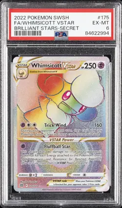 2022 POKEMON SWORD & SHIELD BRILLIANT STARS #175 FULL ART/WHIMSICOTT VSTAR PSA 6 - Image 1