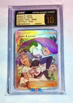 2019 Pokemon Jessie & James Ultra Rare Holo Hidden Fates 68 CGC Pristine 10 - Image 1