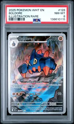 2025 POKEMON WHT EN-WHITE FLARE ILLUSTRATION RARE #128 BOLDORE PSA 8 - Image 1