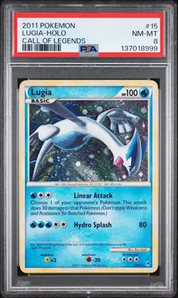 2011 POKEMON CALL OF LEGENDS #15 LUGIA-HOLO PSA 8 - Image 1