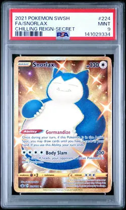 2021 POKEMON SWORD & SHIELD CHILLING REIGN SECRET #224 FULL ART/SNORLAX PSA 9 - Image 1