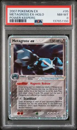 2007 POKEMON EX POWER KEEPERS #95 METAGROSS EX-HOLO PSA 8 - Image 1