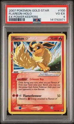 2007 POKEMON EX POWER KEEPERS GOLD STAR #100 FLAREON-HOLO PSA 4 - Image 1