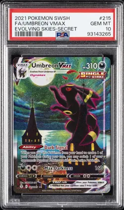 2021 POKEMON SWORD & SHIELD EVOLVING SKIES SECRET FULL ART/UMBREON VMAX PSA 10 - Image 1