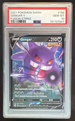 141137847 Gengar V 2021 Pokemon Sword & Shield Fusion Strike #156 PSA 10 - Image 1