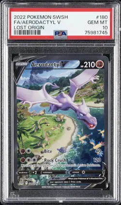 2022 POKEMON SWORD & SHIELD LOST ORIGIN #180 FULL ART/AERODACTYL V PSA 10 - Image 1