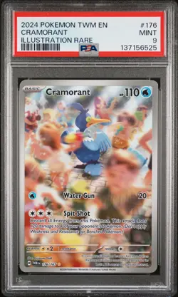 2024 POKEMON TWM EN-TWILIGHT MASQUERADE ILLUSTRATION RARE #176 CRAMORANT PSA 9 - Image 1