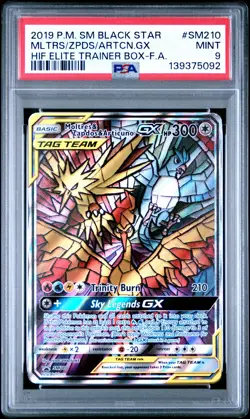 2019 POKEMON SM HIDDEN FATES ETB FULL ART/MOLTRES & ZAPDOS & ARTICUNO GX PSA 9 - Image 1