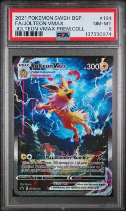 2021 POKEMON SWSH PREMIUM COLLECTION #184 FULL ART/JOLTEON VMAX PSA 8 - Image 1