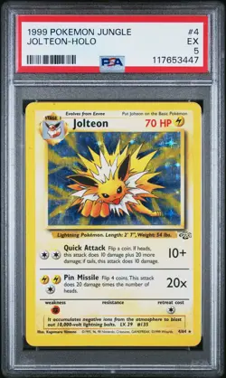 1999 POKEMON JUNGLE #4 JOLTEON-HOLO PSA 5 - Image 1