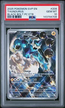 2025 POKEMON BLACK BOLT POKEMON CENTER ETB PROMO SVP #209 THUNDURUS PSA 10 - Image 1