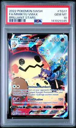 2022 POKEMON SWORD & SHIELD BRILLIANT STARS #TG17 FULL ART/MIMIKYU VMAX PSA 10 - Image 1
