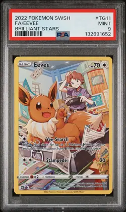 2022 POKEMON SWORD & SHIELD BRILLIANT STARS #TG11 FULL ART/EEVEE PSA 9 - Image 1