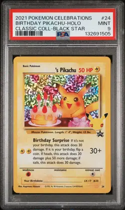 2021 POKEMON CELEBRATIONS CLASSIC COLLECTION #24 BIRTHDAY PIKACHU-HOLO PSA 9 - Image 1