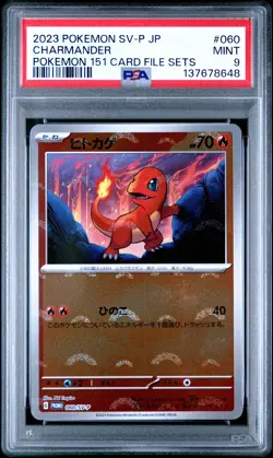2023 POKEMON JPN SV-P PROMO POKEMON 151 CARD FILE SETS #060 CHARMANDER PSA 9 - Image 1
