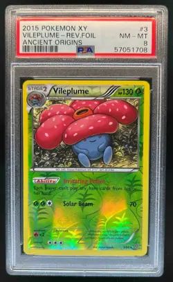 2015 Pokemon XY Ancient Origins Vileplume Reverse Holo #3/98 PSA 8 - Image 1