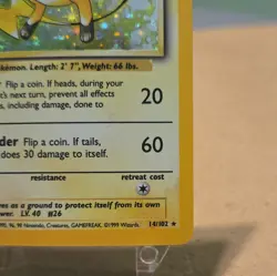 Pokemon Vintage Raichu Base Set 14/102 Holo 1999-2000 Base Set Holo Rare LP - Image 4