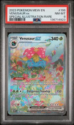 2023 POKEMON MEW EN-151 SPECIAL ILLUSTRATION RARE #198 VENUSAUR EX PSA 8 - Image 1