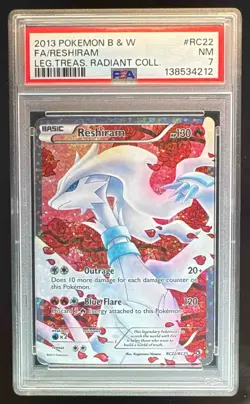 4212 Reshiram 2013 Pokemon Black & White Legendary Treasures Radiant #RC22 PSA 7 - Image 1