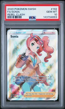 2020 POKEMON SWORD & SHIELD REBEL CLASH #192 FULL ART/SONIA PSA 10 - Image 1