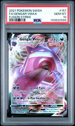 2021 POKEMON SWORD & SHIELD FUSION STRIKE #157 FULL ART/GENGAR VMAX PSA 10 - Image 1