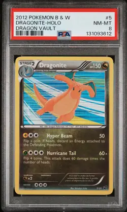 2012 POKEMON B&W DRAGON VAULT #5 DRAGONITE-HOLO PSA 8 - Image 1