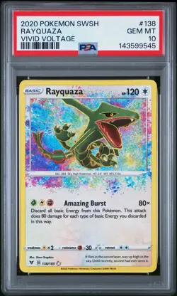 2020 POKEMON SWORD & SHIELD VIVID VOLTAGE #138 RAYQUAZA PSA 10 - Image 1
