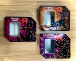 Pokemon TCG ~ 3x Empty Team Rocket Tins ~ Mewtwo, Nidoking, & Persian (No Packs) - Image 1