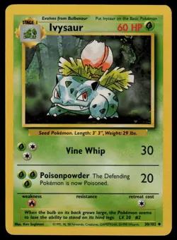 Ivysaur #030/102 Base Set Uncommon Pokemon TCG NM - Image 1