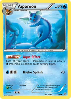 Vaporeon 22/98 Uncommon XY - Ancient Origins Pokemon Card - Image 1