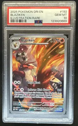 2025 Pokemon Destined Rivals Blaziken Illustration Rare #192/182 PSA 10 - Image 1