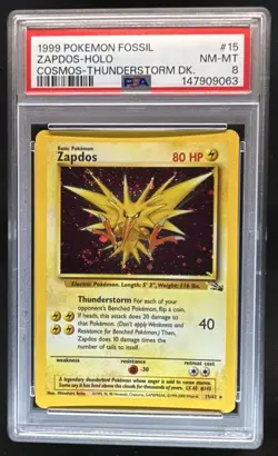 1999 Pokemon Fossil Zapdos Cosmos Thunderstorm Deck #15/62 PSA 8 - Image 1