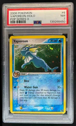2006 Pokemon POP Series 3 Vaporeon Holo #6/17 PSA 7 - Image 1