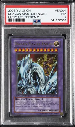 2006 YU-GI-OH! ULTIMATE ED 2 #EN001 DRAGON MASTER KNIGHT PSA 7 - Image 1
