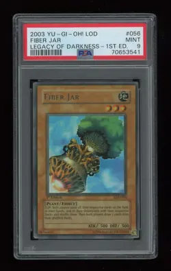YUGIOH 1st Edition Legacy of Darkness FIBER JAR LOD-056 Ultra Rare PSA 9 MINT - Image 1