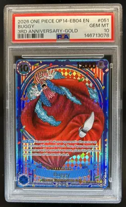 2026 One Piece 3rd Anniversary Buggy Gold #OP09-051 PSA 10 - Image 1