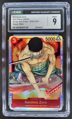 2022 ONE PIECE CCG RORONOA ZORO SUPER RARE ST01-013 CGC 9 A PT - Image 1