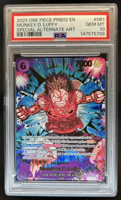 2025 One Piece The Best V2 Monkey D Luffy Special Alt Art #EB02-061 PSA 10 - Image 1